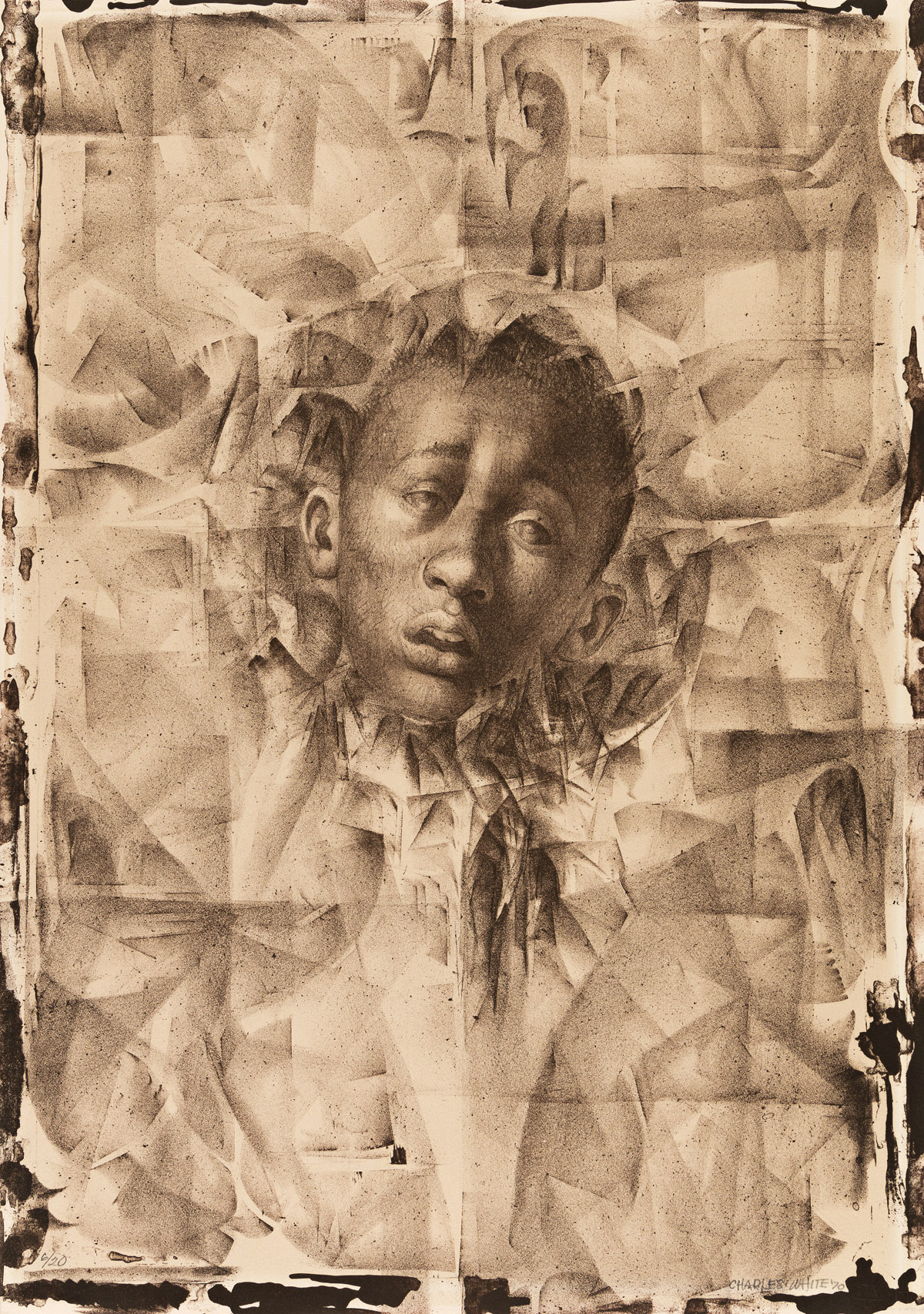 CHARLES WHITE (1918 - 1979) Wanted Poster Series #11 and #11a (Positive and Negative Image).